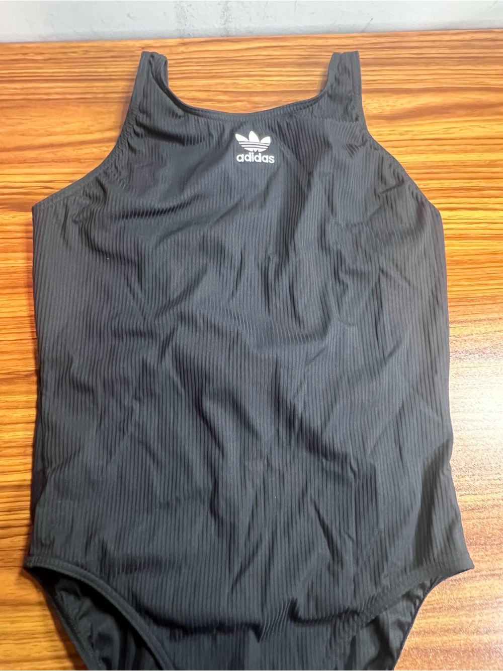 adidas Black Ribbed Tank Bodysuit with White Trefoil